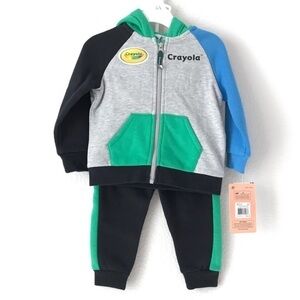 New! Crayola Boys Hoodie and Jogger Sweatpants Sweater Pants Matching Set